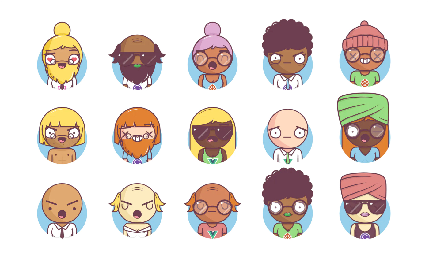 Avatar Icon Creator Pack: Build your Own Vector Character in Illustrator